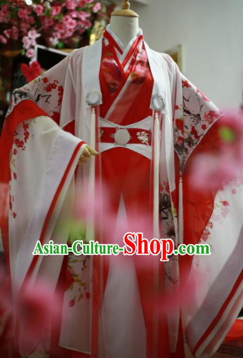 Traditional Chinese Cosplay Female Swordsman Red Dress Ancient Princess Costume for Women