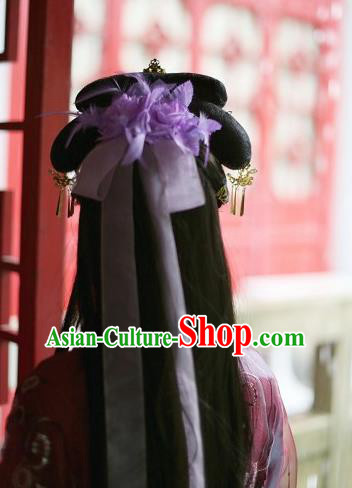 Traditional Chinese Cosplay Princess Hairpins Ancient Swordsman Purple Headband Hair Accessories for Women