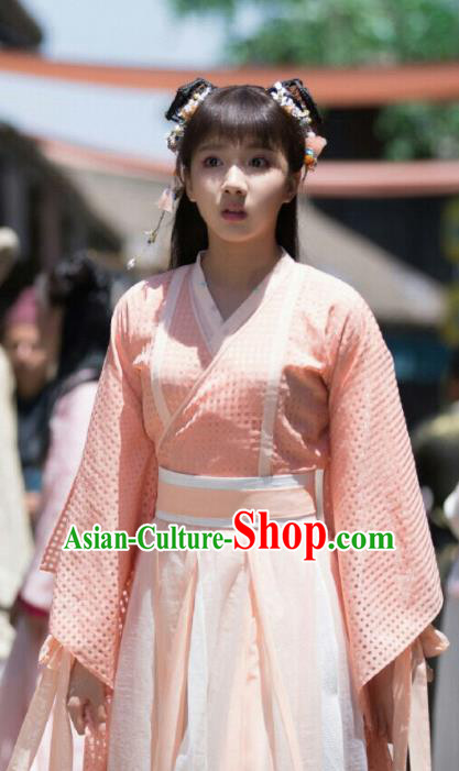 Ancient Chinese Song Dynasty Nobility Lady Pei Jing Pink Hanfu Dress Drama Young Blood Female Swordsman Costumes for Women