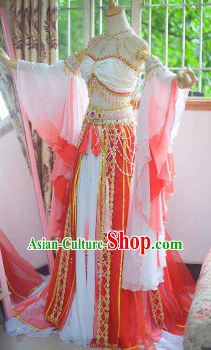 Chinese Flying Apsaras Classical Dance White Dress Ancient Princess Peri Costume for Women