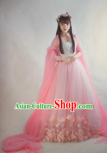 Chinese Flying Apsaras Classical Dance Pink Dress Ancient Princess Peri Costume for Women