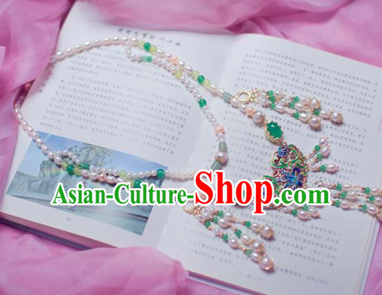 Traditional Chinese Hanfu Tang Dynasty Pearls Necklace Ancient Princess Necklet Accessories for Women