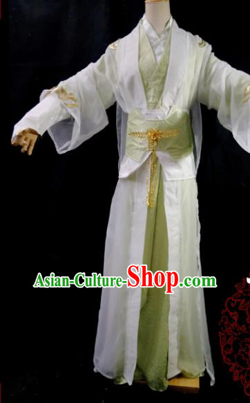 Traditional Chinese Cosplay Scholar Green Clothing Ancient Swordsman Costume for Men