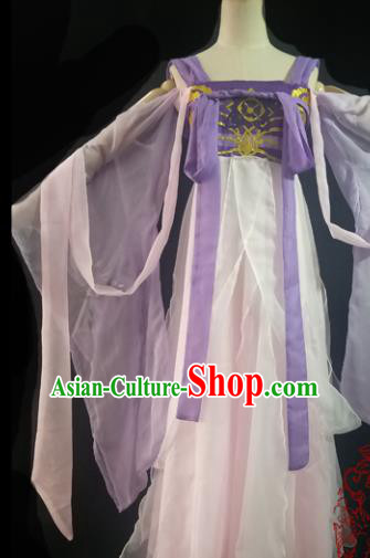 Chinese Cosplay Tang Dynasty Female Swordsman White Dress Ancient Princess Peri Costume for Women