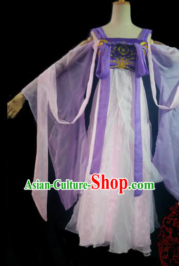 Chinese Cosplay Tang Dynasty Female Swordsman White Dress Ancient Princess Peri Costume for Women