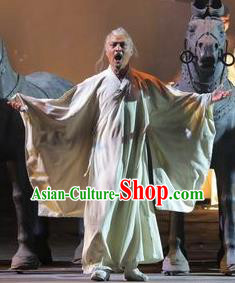 Chinese Drama Shang Yang White Clothing Stage Performance Dance Costume for Men