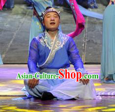 Chinese Drama Dragon Boat Festival Classical Dance Blue Clothing Stage Performance Dance Costume for Men