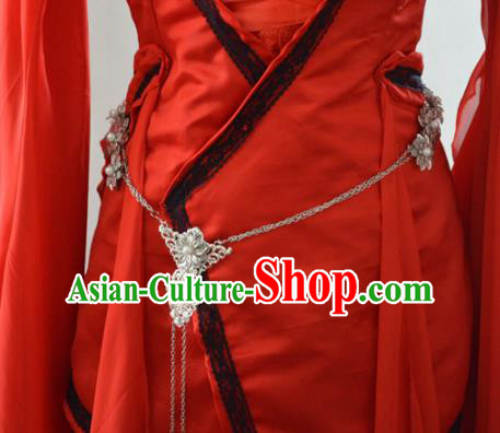 Chinese Cosplay Goddess Fairy Princess Red Dress Ancient Female Swordsman Knight Costume for Women