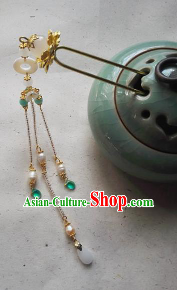 Traditional Chinese Classical Pearls Tassel Step Shake Hairpins Ancient Princess Hanfu Hair Accessories for Women