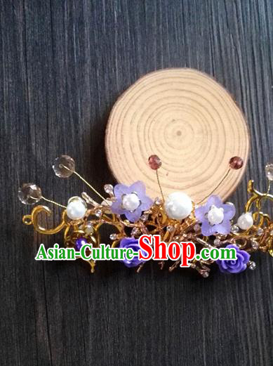 Traditional Chinese Classical Purple Roses Hair Claw Hairpins Ancient Princess Hanfu Hair Accessories for Women