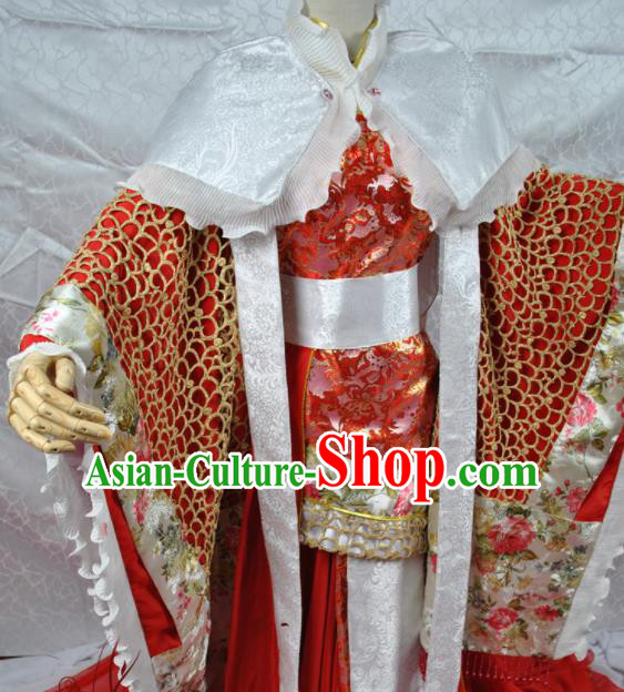 Chinese Cosplay Goddess Queen Red Dress Ancient Female Swordsman Knight Wedding Costume for Women