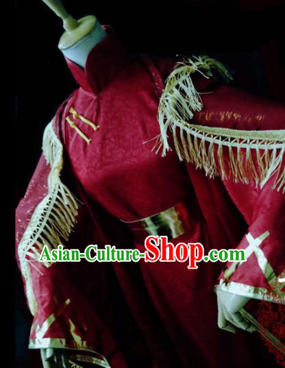 Chinese Cosplay Heroine Female Swordsman Red Dress Ancient Princess Peri Costume for Women