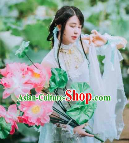 Chinese Cosplay Fairy Female Swordsman White Dress Ancient Knight Princess Costume for Women