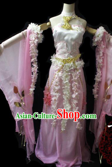 Chinese Cosplay Fairy Princess Pink Dress Ancient Female Swordsman Knight Costume for Women