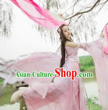 Chinese Cosplay Imperial Consort Pink Dress Ancient Female Swordsman Knight Costume for Women