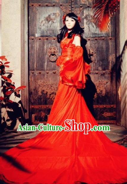 Chinese Cosplay Goddess Fairy Princess Red Dress Ancient Female Swordsman Knight Costume for Women