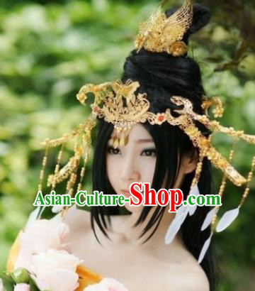 Traditional Chinese Tang Dynasty Golden Hair Comb Hairpins Ancient Princess Hanfu Hair Accessories for Women