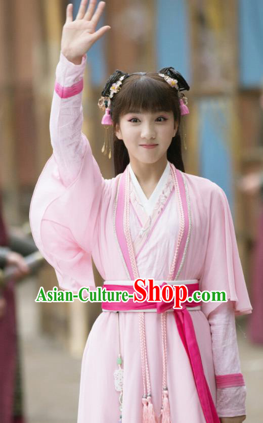 Ancient Chinese Song Dynasty Rich Lady Pei Jing Pink Hanfu Dress Drama Young Blood Infanta Costumes for Women