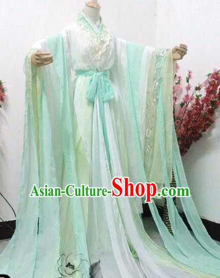 Chinese Cosplay Princess Light Green Dress Ancient Female Swordsman Knight Costume for Women