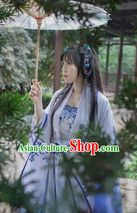 Chinese Cosplay Princess Blue Dress Ancient Female Swordsman Knight Costume for Women