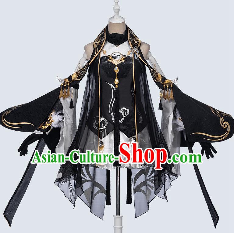 Traditional Chinese Cosplay Female Swordsman Black Dress Ancient Heroine Costume for Women