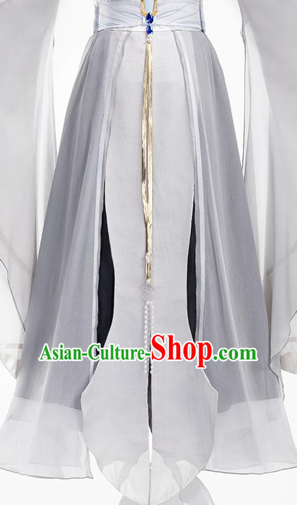 Traditional Chinese Cosplay Taoist Priest Grey Clothing Ancient Swordsman Costume for Men