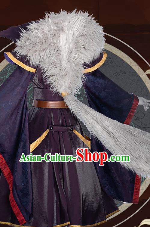 Traditional Chinese Cosplay Fairy Princess Purple Dress Ancient Heroine Costume for Women