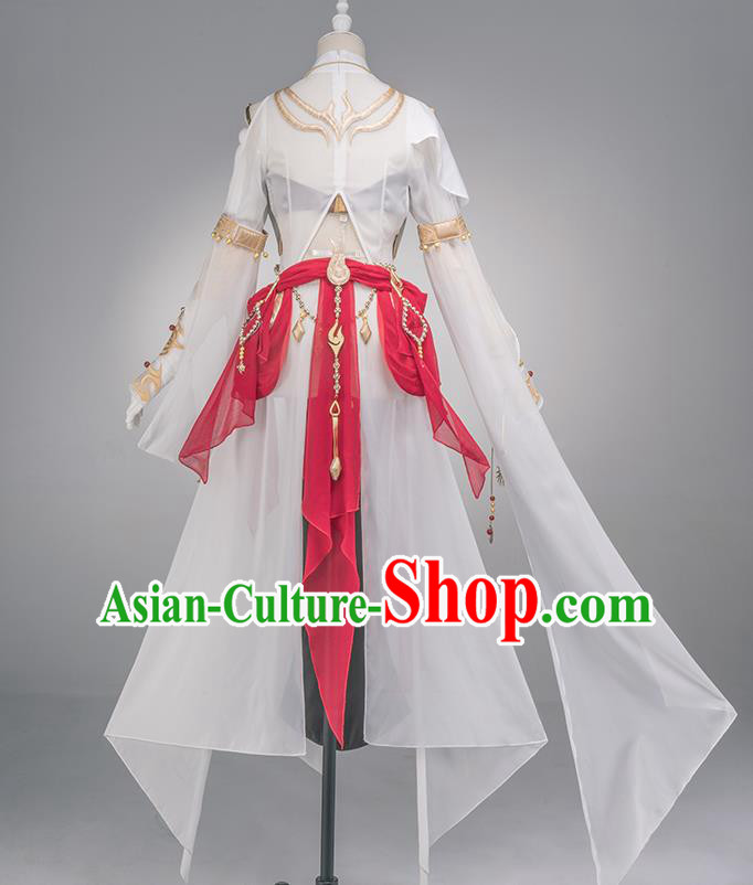 Traditional Chinese Cosplay Swordswoman Fairy White Dress Ancient Heroine Costume for Women