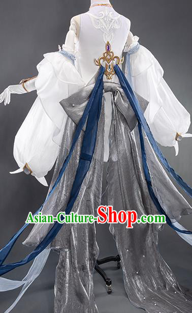Traditional Chinese Cosplay Swordswoman Fairy White Short Dress Ancient Heroine Costume for Women