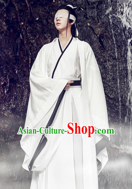 Traditional Chinese Cosplay The Untamed Nobility Childe White Clothing Ancient Swordsman Costume for Men
