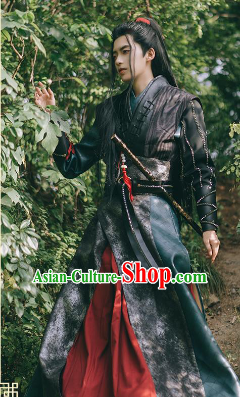 Traditional Chinese Cosplay The Untamed Knight Black Clothing Ancient Swordsman Costume for Men