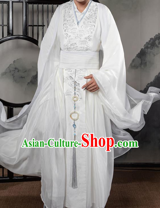 Traditional Chinese Cosplay The Untamed Prince White Clothing Ancient Swordsman Costume for Men