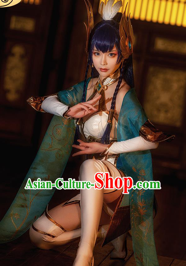 Traditional Chinese Cosplay Swordswoman White Short Dress Ancient Heroine Costume for Women