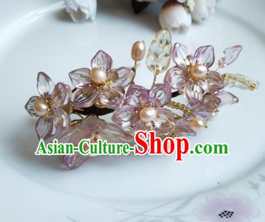 Traditional Chinese Hanfu Palace Purple Plum Hair Comb Hairpins Ancient Princess Hair Accessories for Women