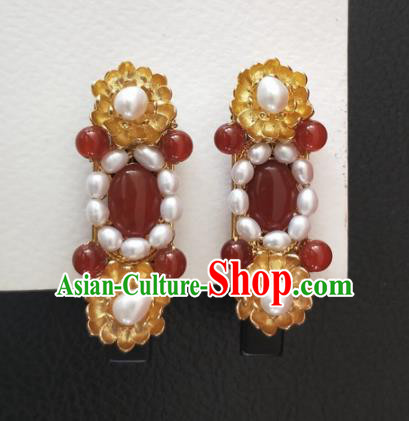 Traditional Chinese Hanfu Palace Agate Hair Claw Hairpins Ancient Princess Hair Accessories for Women