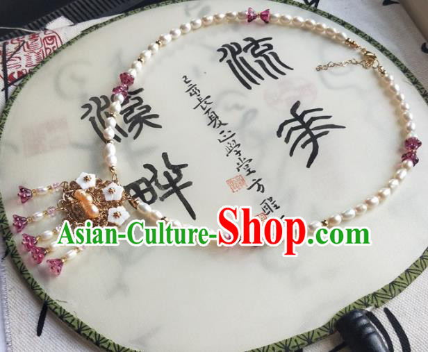 Traditional Chinese Ancient Princess Pearls Necklace Ming Dynasty Court Necklet Accessories for Women