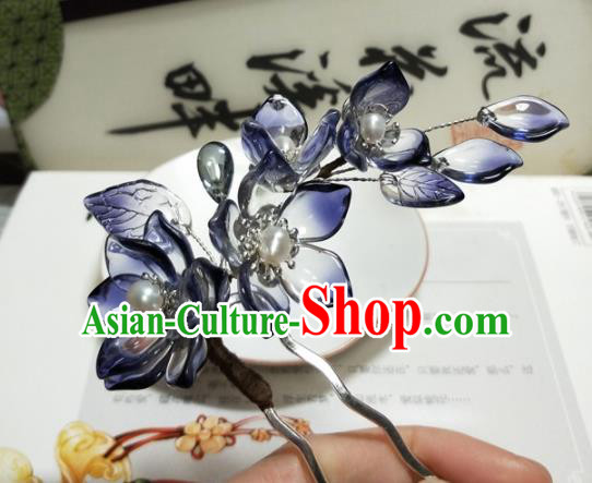 Traditional Chinese Hanfu Palace Purple Flowers Hairpins Ancient Princess Hair Accessories for Women