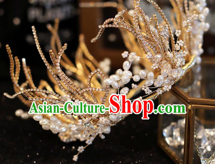 Top Grade Bride Royal Crown Handmade Wedding Hair Accessories for Women