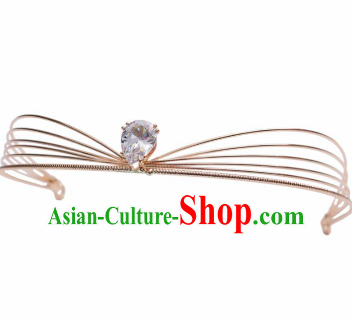 Top Grade Bride Golden Hair Clasp Royal Crown Handmade Wedding Hair Accessories for Women