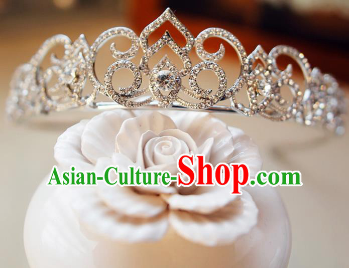 Top Grade Bride Zircon Royal Crown Handmade Wedding Hair Accessories for Women