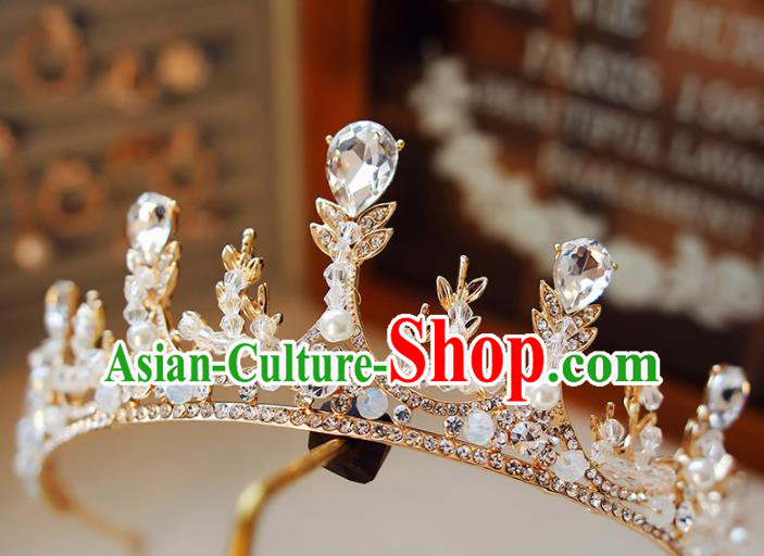 Top Grade Bride Zircon Crystal Royal Crown Handmade Wedding Hair Accessories for Women