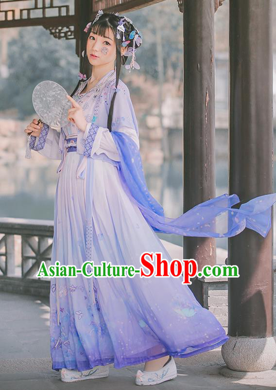 Traditional Chinese Cosplay Princess Lilac Dress Ancient Court Lady Costume for Women