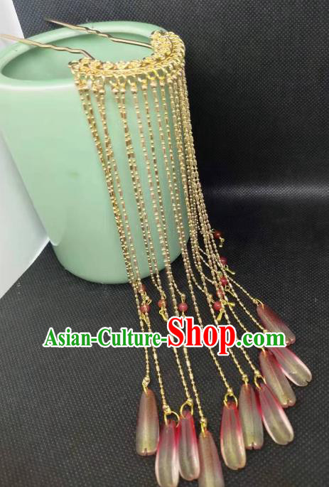 Traditional Chinese Hanfu Palace Tassel Golden Hairpins Ancient Princess Hair Accessories for Women
