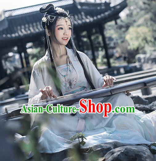 Traditional Chinese Cosplay Princess Light Blue Dress Ancient Court Lady Costume for Women