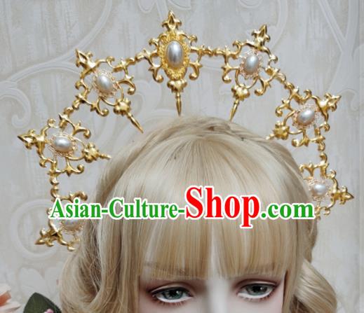 Top Grade Baroque Princess Golden Royal Crown Handmade Hair Accessories for Women