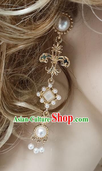 Top Grade Baroque Bride Golden Earrings Handmade Wedding Ear Accessories for Women