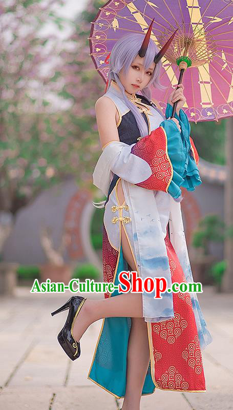 Traditional Chinese Cosplay Swordswoman Qipao Dress Ancient Heroine Costume for Women