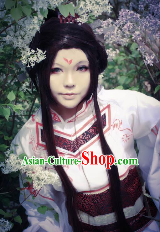 Traditional Chinese Cosplay Swordswoman Feng Jiu White Dress Ancient Royal Princess Costume for Women