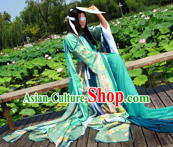 Traditional Chinese Cosplay Swordswoman Green Dress Ancient Royal Princess Costume for Women