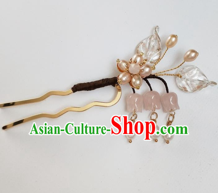 Traditional Chinese Hanfu Convallaria Majalis Tassel Hairpins Ancient Princess Hair Accessories for Women